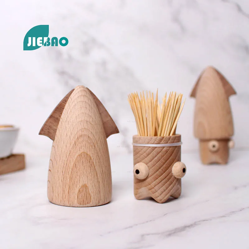 

Wooden Toothpick Box Animal Squid Shaped Dining Table Creative Small Ornaments