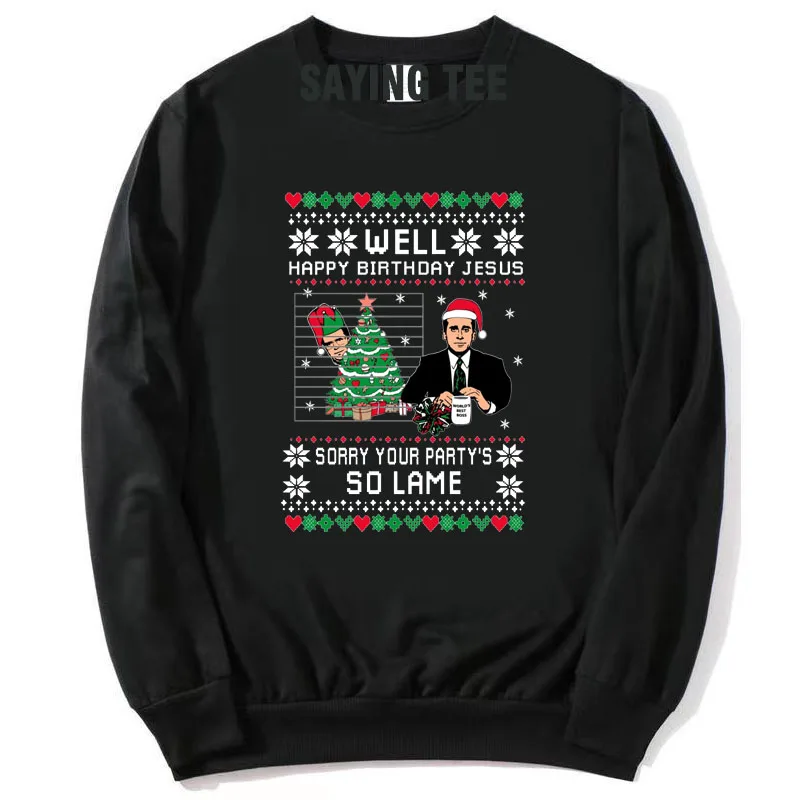 Well Happy Birthday Jesus Ugly Christmas Pullower Sweater Mens Womens Fashion Crewneck Cotton Sweatshirt Long Sleeve Saying Tee