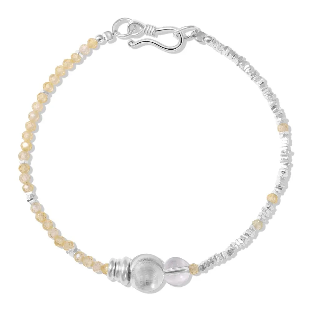 

HOT SALE S925 Silver Bracelet Women's Yellow Crystal Splicing Chain Brushed Round Bead Bracelet Design Jewelry
