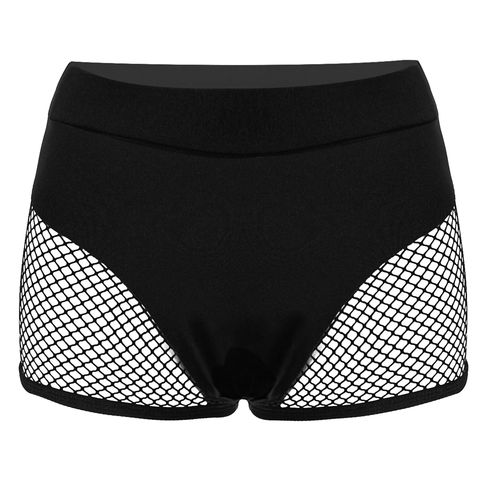 Dames yoga sportshorts midden taille elastische tailleband hotpants visnet buit shorts muziekfestival training dans strand clubwear