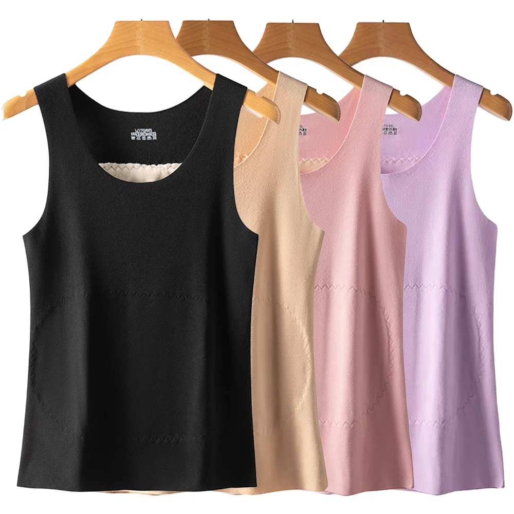 Sous-vêtements thermiques pour femmes, débardeur d'isolation thermique, gilet de Base épais, chemise de Fitness sans couture, automne hiver, haut chaud sans manches