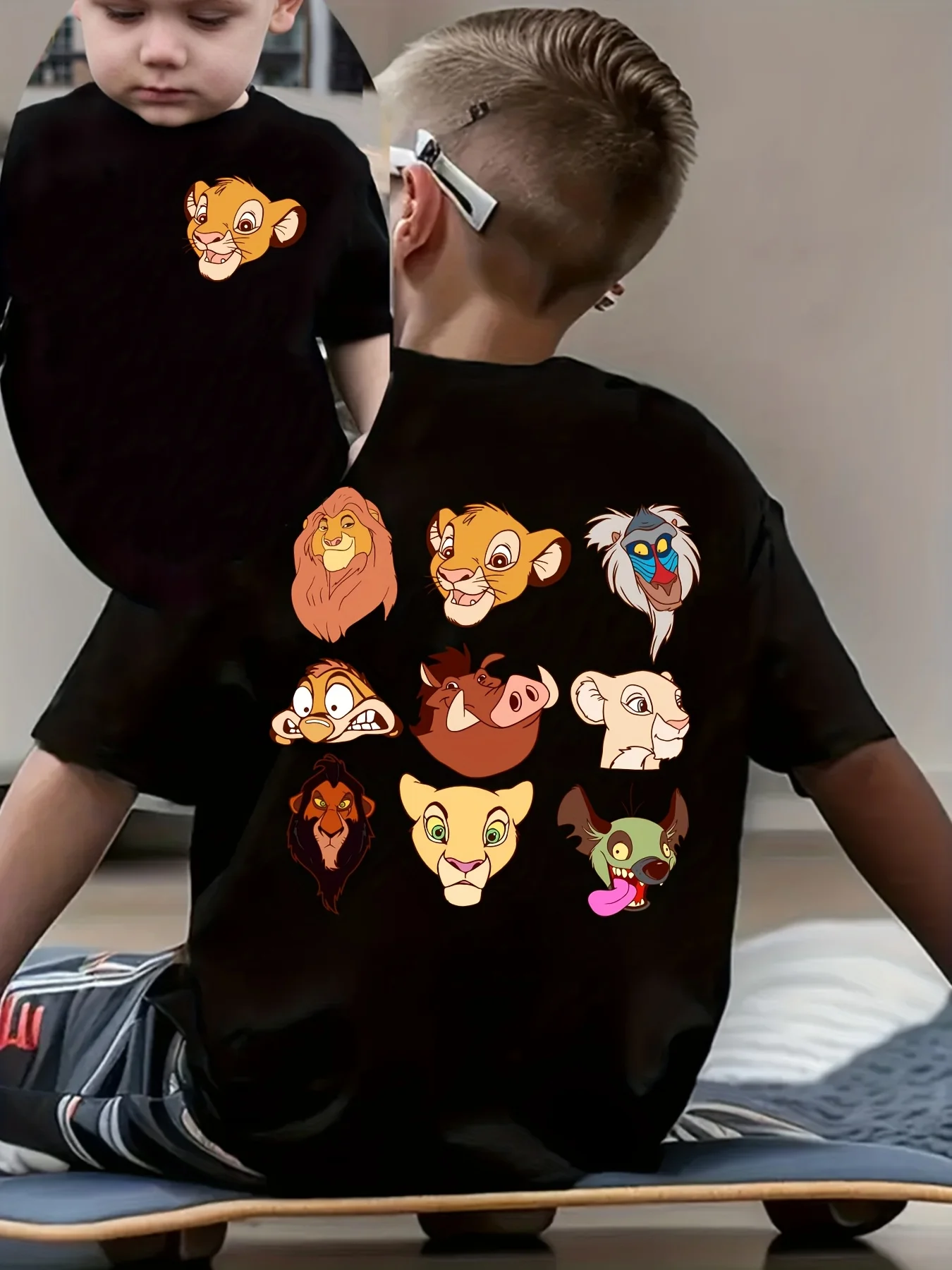 

2025 New Disney Printed Children's Street Fashion Trend Short Sleeve Pure Cotton Round Neck T-shirt