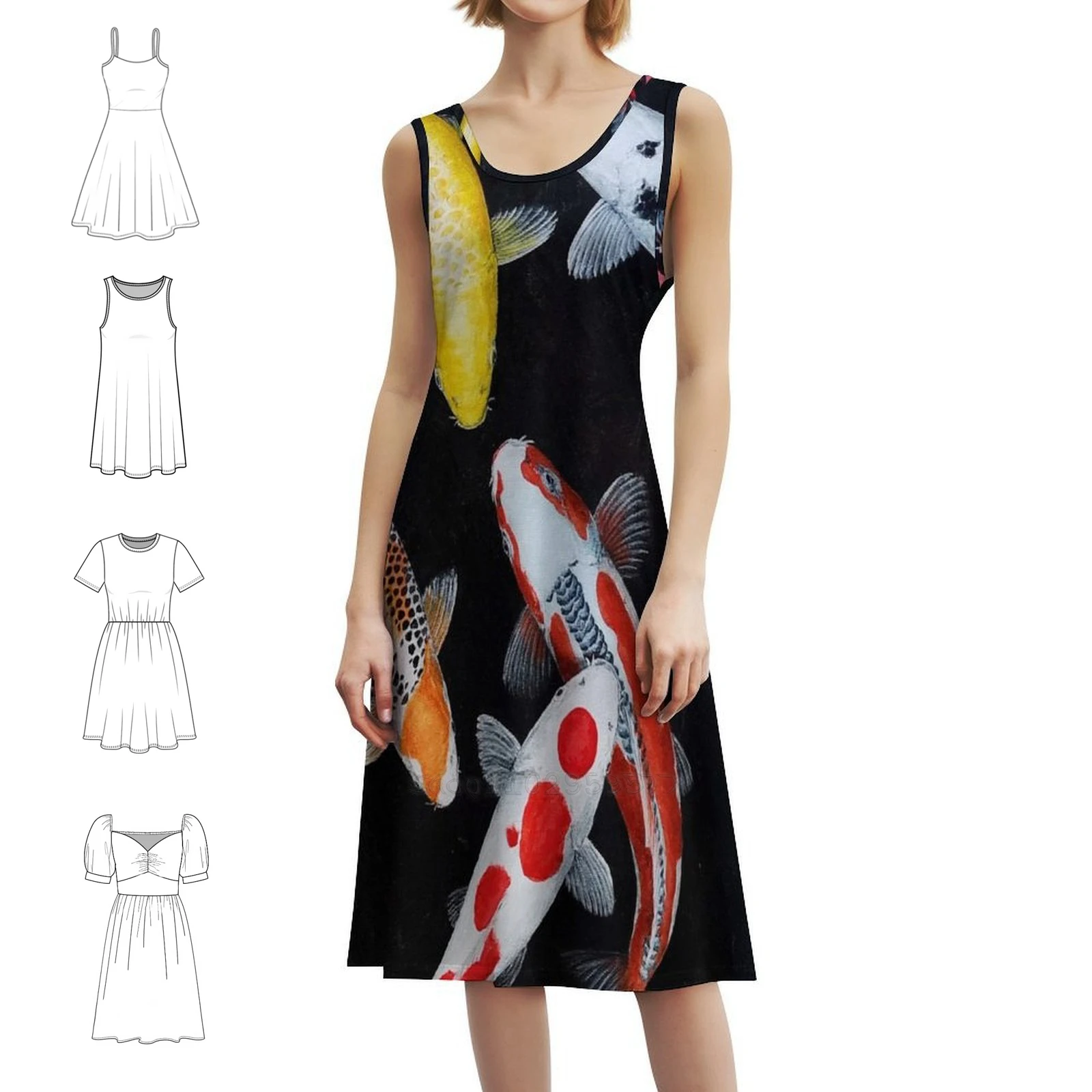 

Koi Lucky Mix Женское уличное платье в стиле хип-хоп с графическим принтом Клубная одежда Koi Fish Koi Pond Carpe Carp Fish 9, женские платья