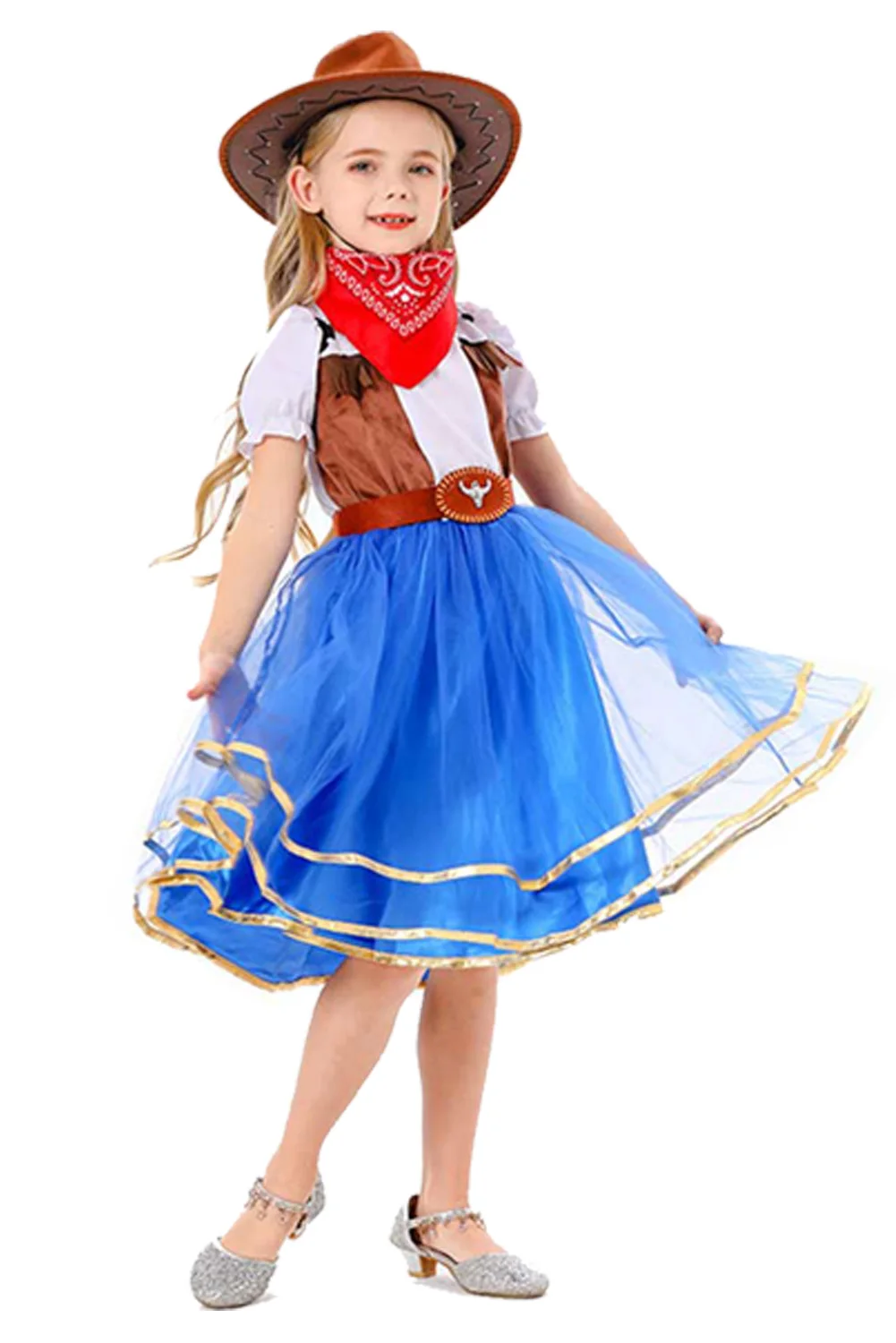 Disguise Cowboy Cosplay Child Girls Tutu Dress Cartoon Stage Fantasia Costume Kids Roleplay Role Play Fancy Dress Up Party Cloth