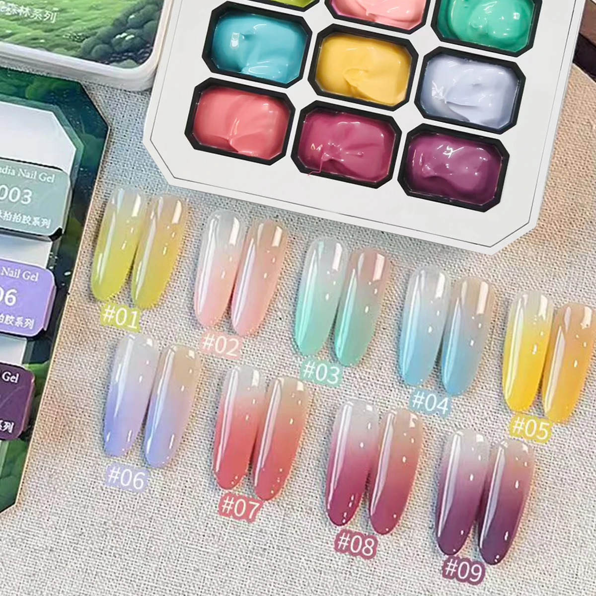 1 st 9 grid effen kloppen gel nagellak dopamine macaron lijm 3D snoep kleur uv & led nail art ontwerp creatie diy lente winter