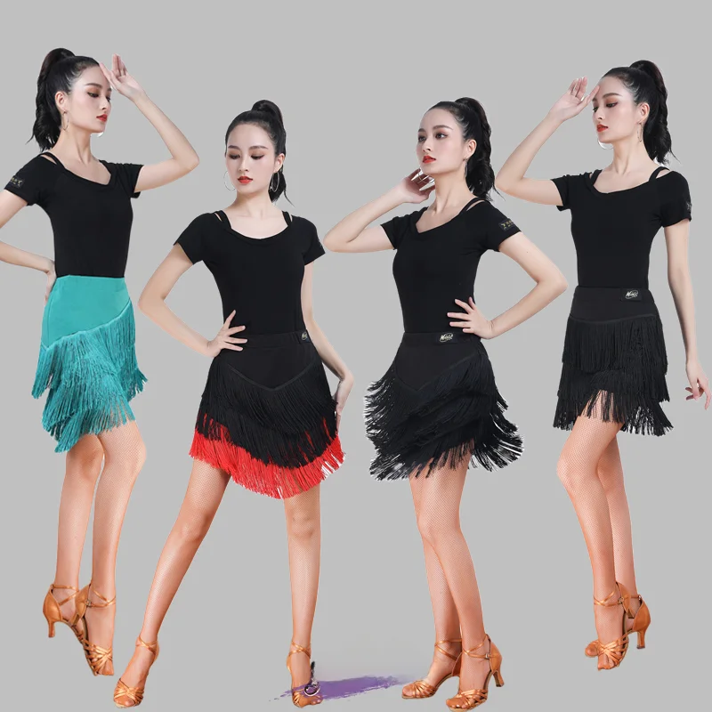 

Женский комплект для латиноамериканских танцев: топ и юбка с бахромой, летний танцевальный костюм для тренировок, этнический сценический наряд