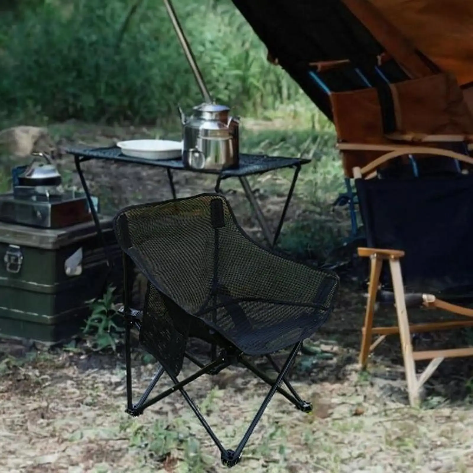 Folding Chair Camping Chair Outdoor Furniture Portable Stable Folded with Storage Bag for Backpacking Lawn Outside Yard BBQ