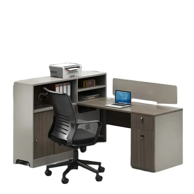 

~Y Office Desk and Chair Combination Staff Position Partition Multi-Storage Card Holder Station Desk Financial Desk
