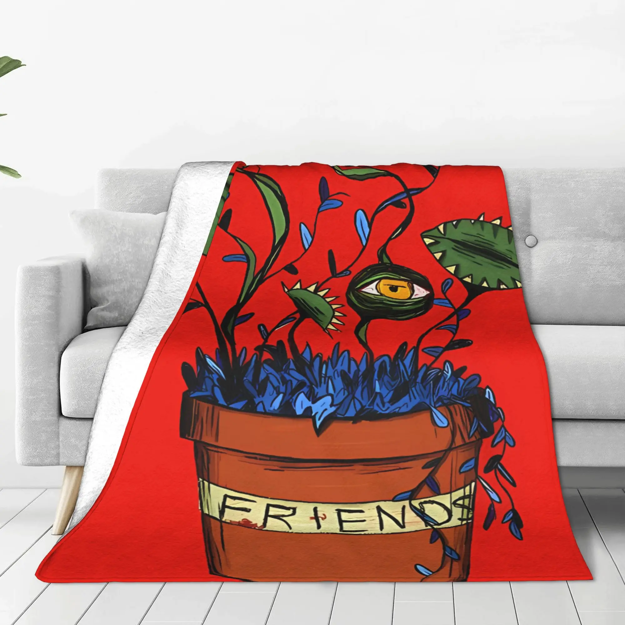 1PC Home Cute Room Decor Venus Fly Trap Friends Pot Blanket Throw Blanket Little Shop of Horrors Novelty Warm Blanket All Season