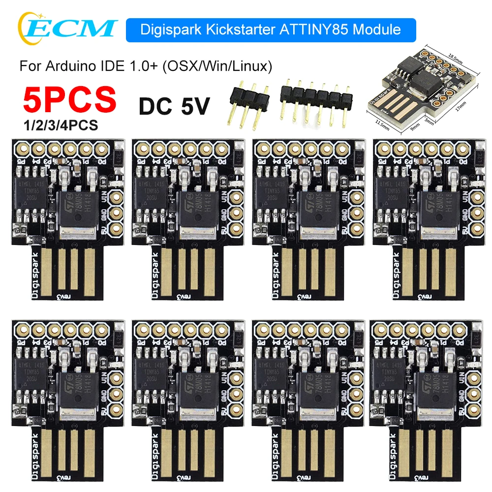 1-10pcs ATTINY85 Miniature บอร์ดพัฒนาโมดูล DC 5V Micro USB บอร์ดพัฒนาสําหรับ Arduino IDE 1.0 + OSX/Win อุปกรณ์เสริม