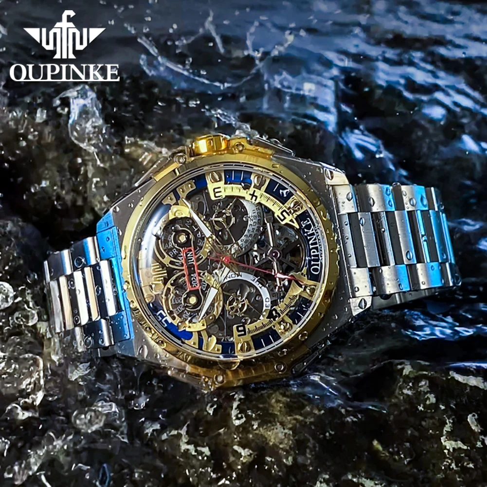 OUPINKE 3266 フルホロー メンズ機械式腕時計 ハイ イタリアンデザイナー コラボレーション 高級ブランド メンズ自動巻き腕時計 トップウォッチ