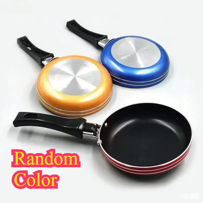 Mini Non-Stick Frying Pan Aluminum Omelette Skillet with Plastic Handle for Eggs/Pancakes Frying Egg Skillet Pot Random Color