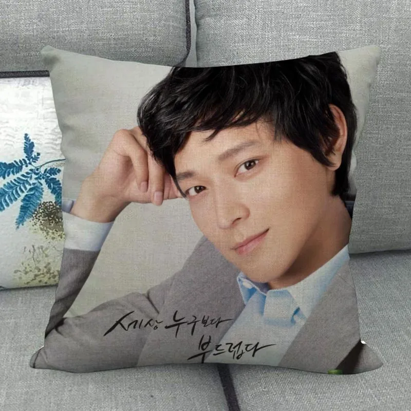 Custom Kang Dong Won Pillowcase Wedding Decorative Cotton Linen Pillow Case For Home Pillow Cover 45X45(One Sides)