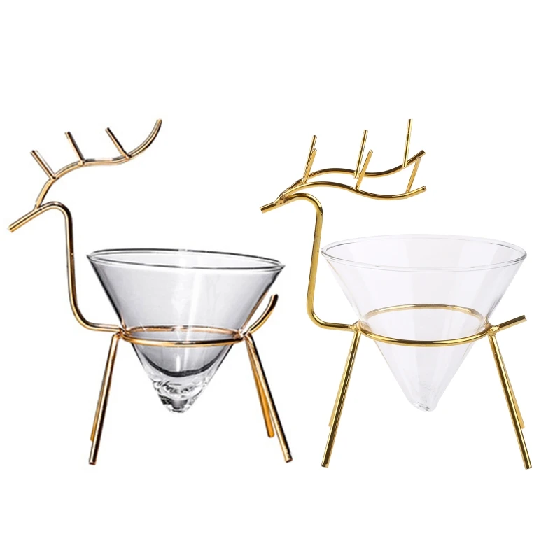 for Creative Champagne Coupes Iron Elk Holder Set Elegant Martini Wine Glass Dropship