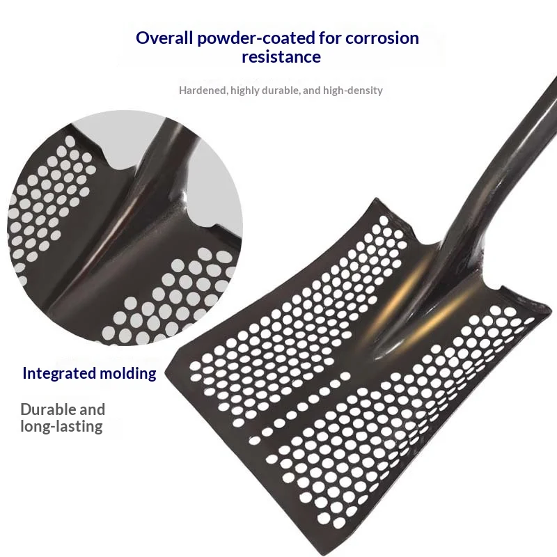 Farmer's Thickened Manganese Steel Hollow Shovel with round Hole Sieve Farm Use Iron Rake Tool for Soil And Garden Care