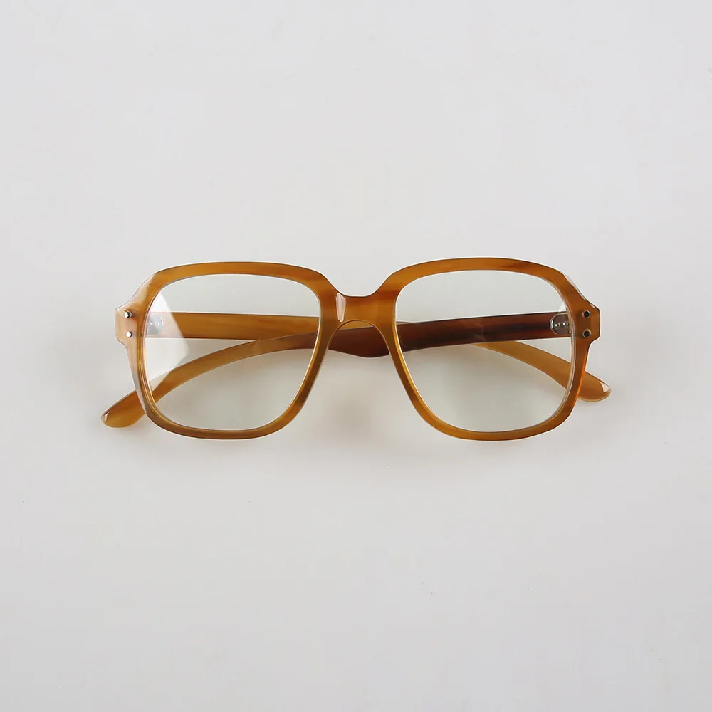 Eyeglass Frames Big Face Vintage Handmade Light Coffee Horn Reading Prescription Women Man Glasses Frames Unique Optical Eyewear