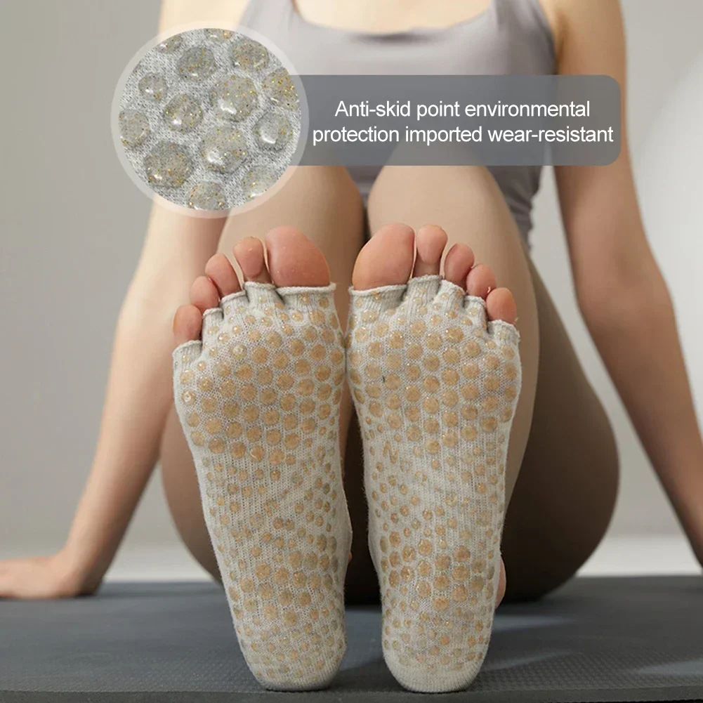 Calcetines de Yoga antideslizantes de silicona para mujer, calcetín de tobillo bajo con agarre para Pilates, sin espalda, cinco dedos, Pilates, Fitness, deporte, gimnasio, alo yoga