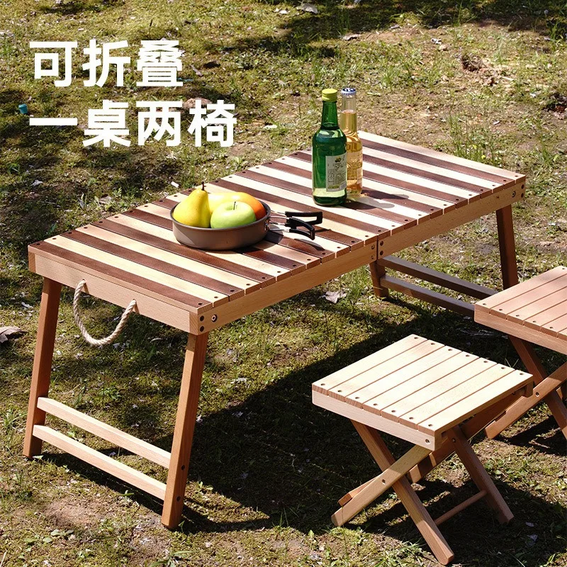 One Table and Two Stools Set Folding Table and Chair Set New Outdoor Camping Picnic Folding Table and Chairs