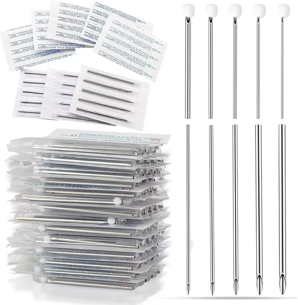 

100/50/20pcs Piercing Needles Surgical Steel Disposable Body Piercing Needles Sterilized Permanent Makeup Tattoo Needles