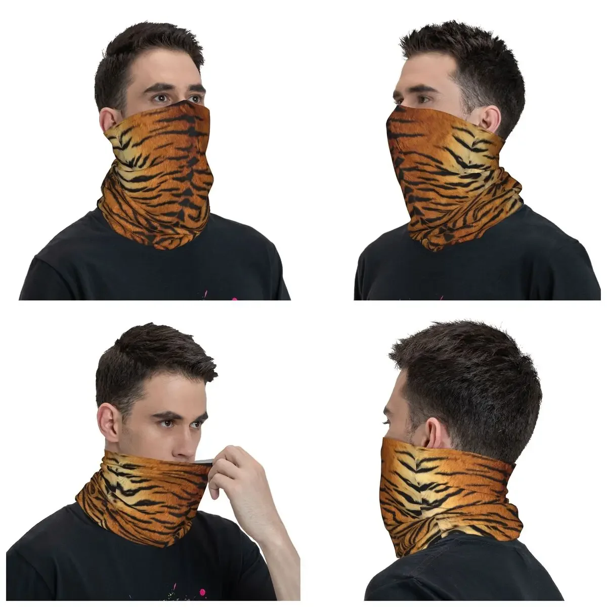 New Siberian Tiger Leopard Fur Texture Pattern Bandana Neck Gaiter UV Protection Face Scarf Cover Animal Headband Tube Balaclava