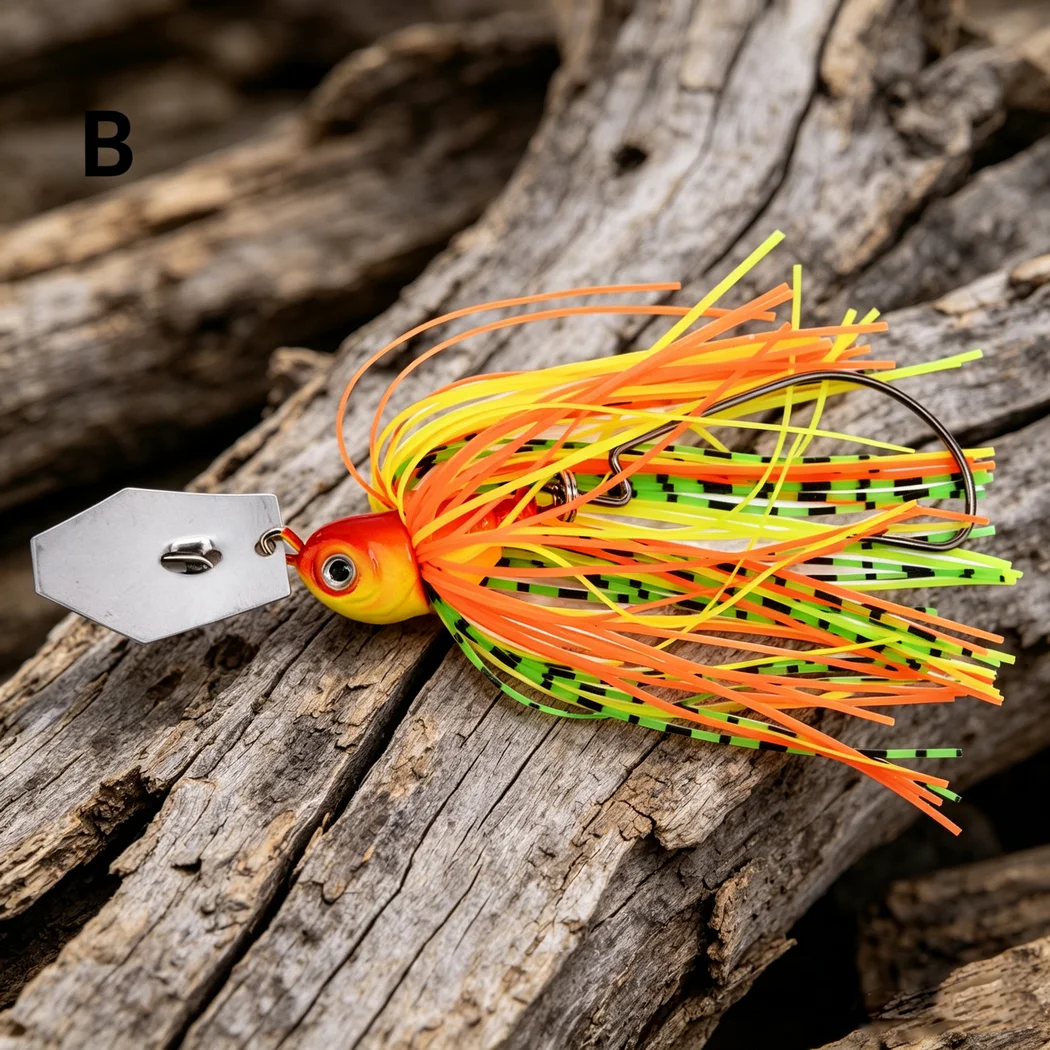 1 Stück Angelköder Chatter Bait Spinner Bait 7G/10G/14G Blade Jig Needle Stinger Dancer Buzzbait Wobbler Chatterbait für Barsch und Hecht