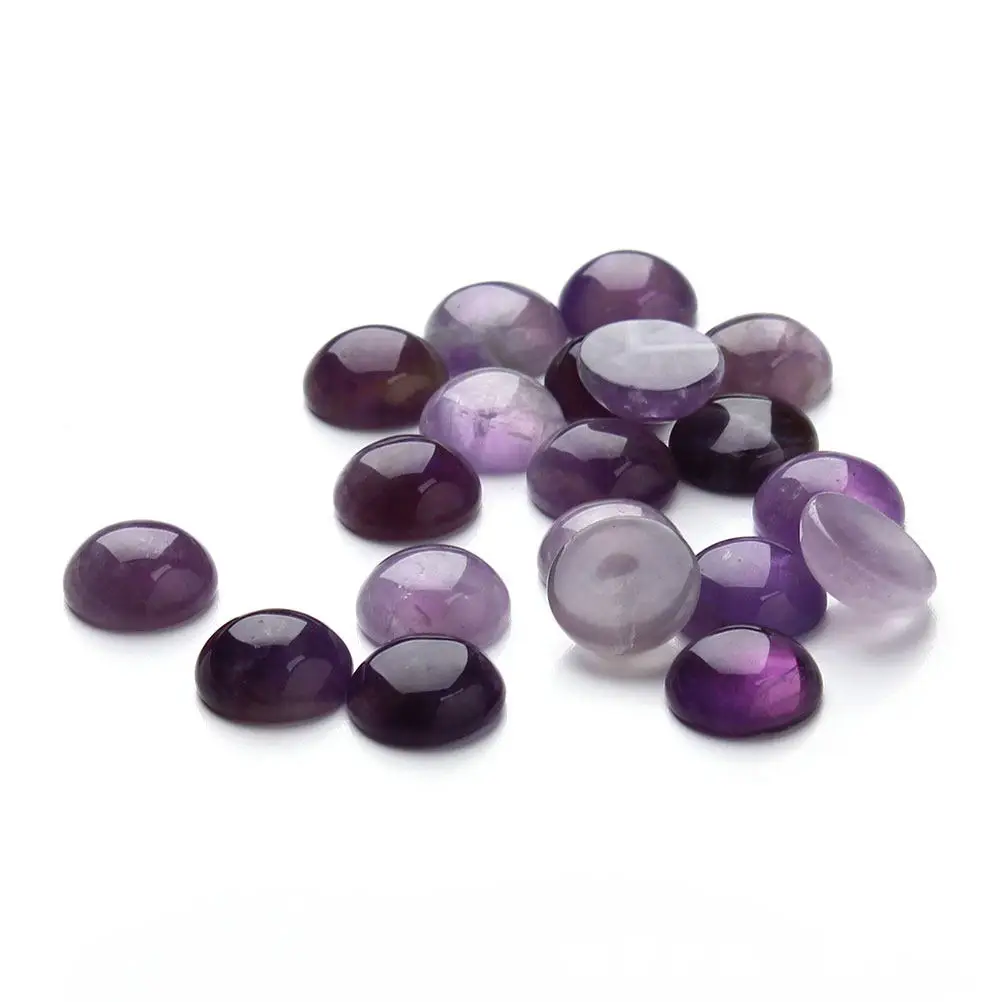 20Pcs 1.2cm Round Purple Crystal Cabochons Flat Base Glass Cabochons for DIY Jewelry Making Earrings Cufflinks Decor Craft