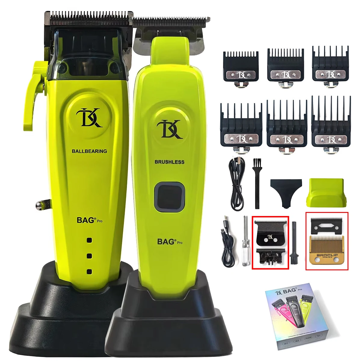 Motor profesional sin escobillas 7200RPM BRDCLIP DK-079 DK-078 cortadora de pelo eléctrica totalmente de metal hoja DLC FADE con Base de carga