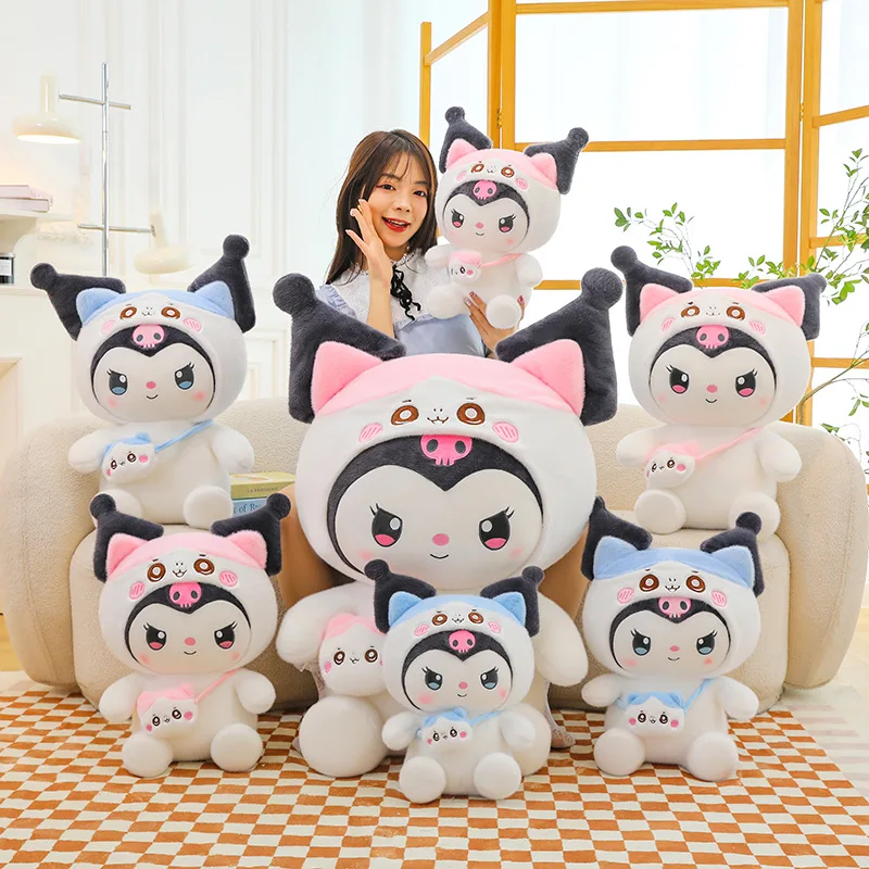 40CM Sanrio Pluche Gevulde Pop Leuke Rugzak Kuromi Pluche Kussen Kinderdoek Pop Verjaardagscadeau Kawaii Kamer Decoratie