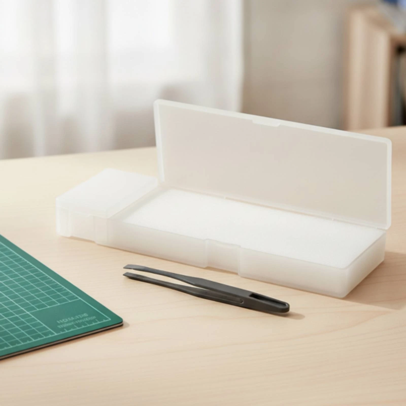 Decal Separation Box Hinged Model Decal Tray with Lid Organizer Rectangular Shallow for Hobbyists, Workbench