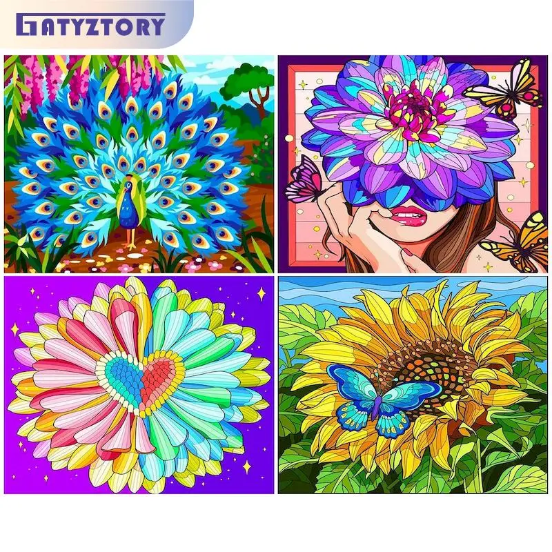 

GATYZTORY Diamond Embroidery Flower 5D DIY Diamond Painting Cross Stitch Picture Of Rhinestones Home Decoration