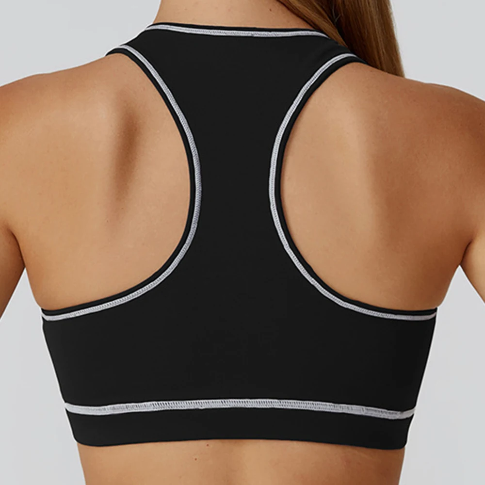 Summer Women Color block Gym Sports Bra Sexy Backless Knitted Bra with Chest Cushion Halter Bra Yoga Fitness Top Sport Underwear