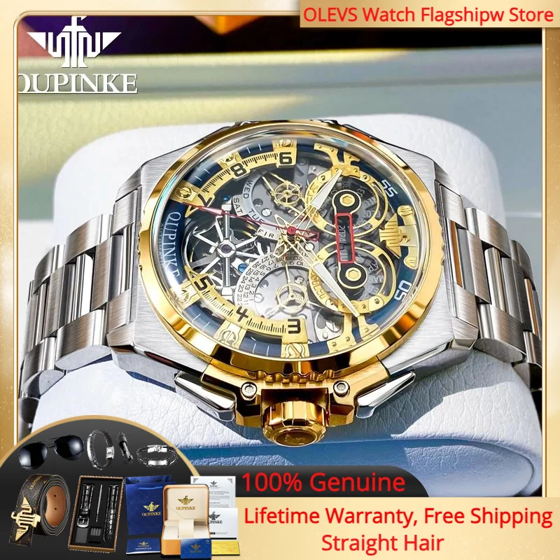 

OUPINKE 3266 Fully Hollow Men Mechanical Watch High Italian Designer Collaboration Luxury Brand Men Automatic Watch Top Watch