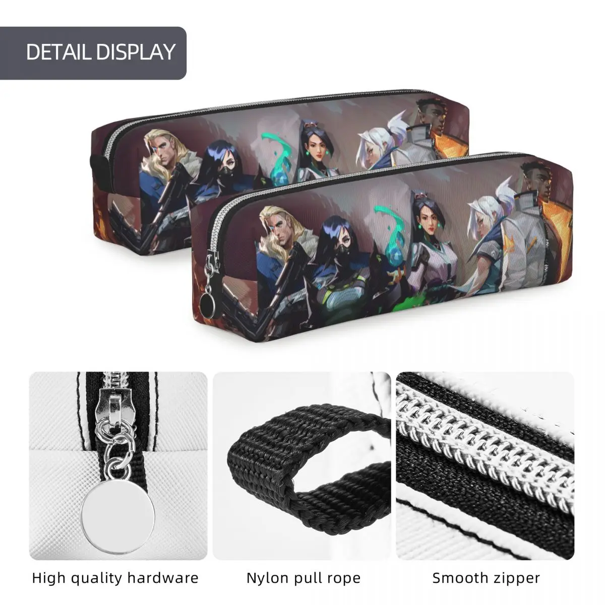 Valorant Shooting Game Computer Pencil Cases Large Storage Pen Bags Pen Box Boys Girls School Office Pencil Pouch Cosmetic bag