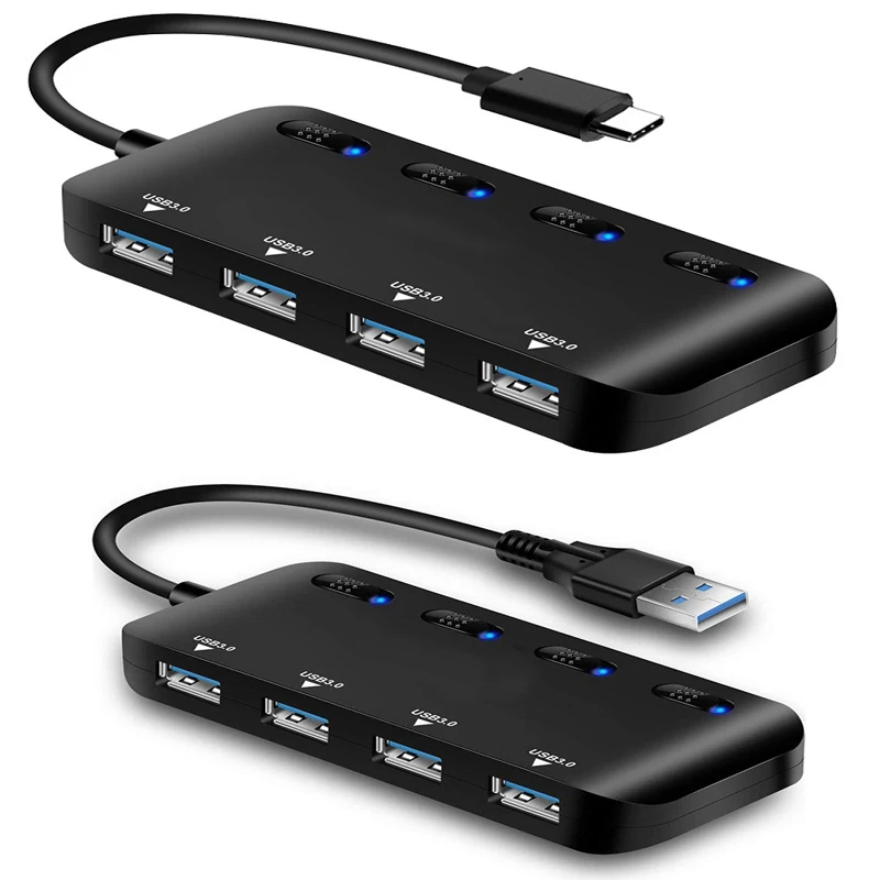 

4 Ports USB 3.0 HUB with Switch Type C Hub Data Transfer Converter USB Disk Card Reader HDD SSD Mouse Keyboard Extend Dock