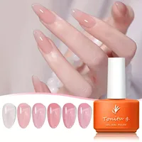 Jelly Gel Nail Polish Set 6 Colors, Semi Permanent Gel Milky Nude Brown Red,Gel Manicure Set, Nail Art Design Soak Off UV/LED