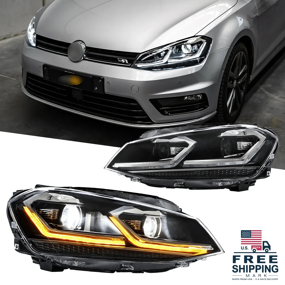 

TYPY 2 шт. для Golf 7 2013-2017 MK7: Обновленные светодиодные фары в стиле 7.5 с ДХО и бифокальными линзами, аксессуары для авто