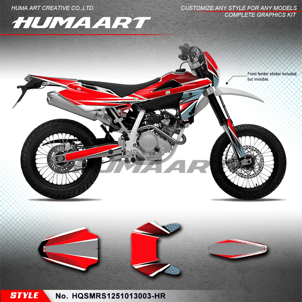 

HUMAART Dirtbike Graphics Wrap Sticker for Husqvarna SM SMR SMS 125 2010 2011 2012 2013 Shield, HQSMRS1251013003-HR