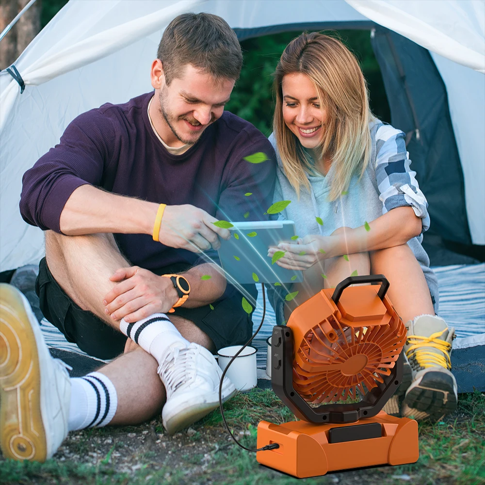 

Tom AutoOutdoor Portable Electric Battery Powered Remote Power Bank Function Led 20000mah Camping Fan With Light