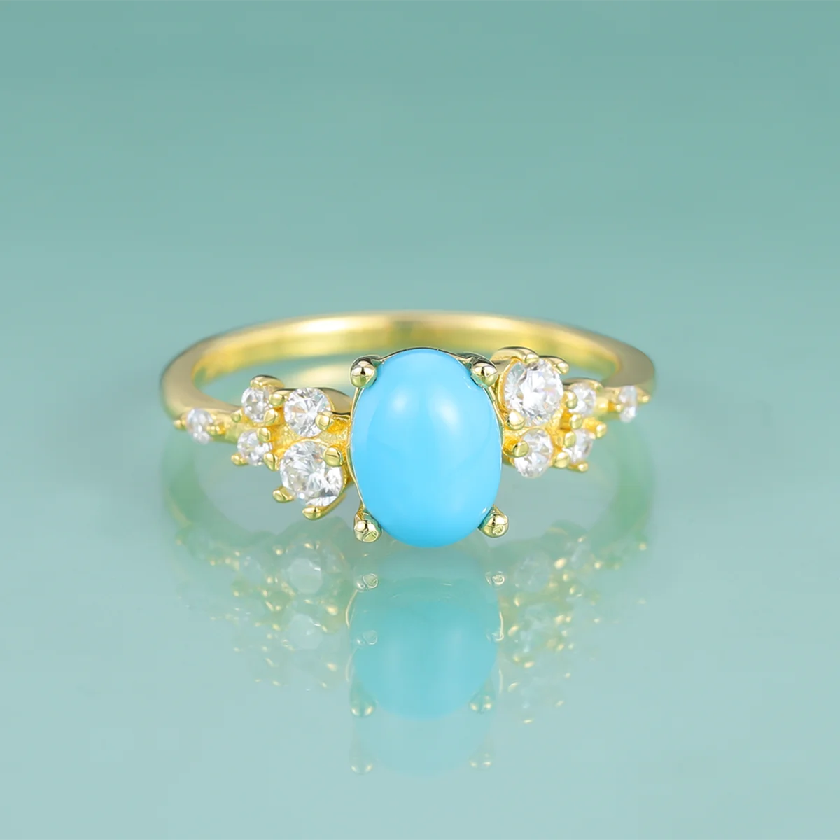 Gem's Beauty 14K Gold Filled 925 Sterling Silver Lab Turquoise Rings Handmade Anniversary Ring Fine Jewelry Gift for Women Girl