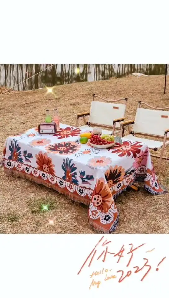 

Многоцелевой коврик для пикника в этническом стиле, европейское походное одеяло, уличное пляжное напольное покрывало, акрил, полиэстер, ретро геометрические узоры