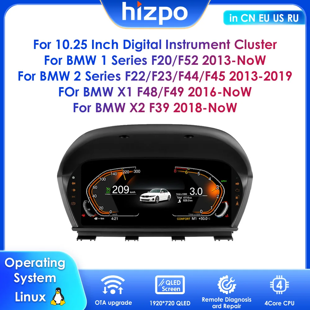 

10" Car Digital Instrument Panel For BMW 1 Series F20/F52/ 2 Series F22/F23/F44/F45/ X1 F48/F49/ X2 F39 1920*720 HD LCD Screen