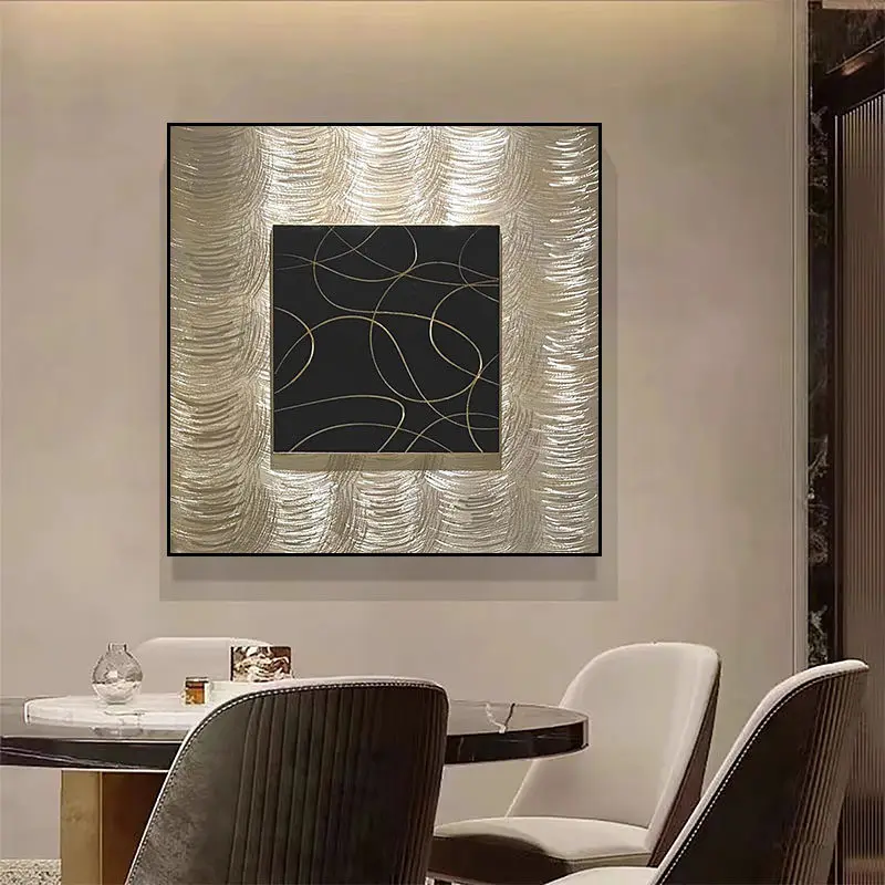 

Luxury Abstract Square Wall Hanging Decorative Pendant Modern Curved Painting Living Room Decoration Modern Interior Wall Decor