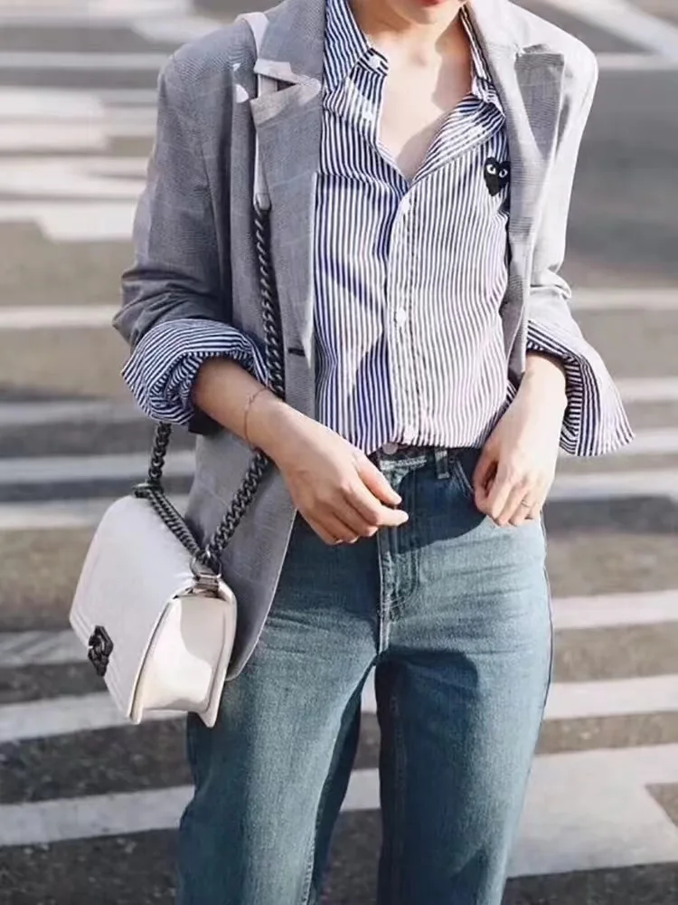 Embroidered Heart Long Sve irt Men Women Couple Autumn Mid-Length Cheered  Collar Button Detail Polyester Blend