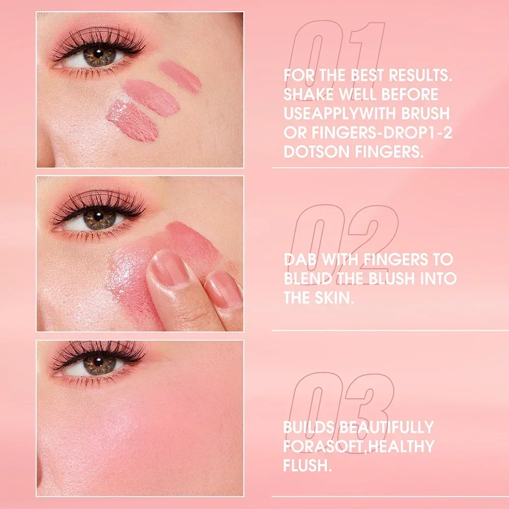 Liquid Blush Cheek Tint Sponge Tip Soft Smooth Face Contour Makeup Blusher Rouge Waterproof Long Lasting Cosmetic