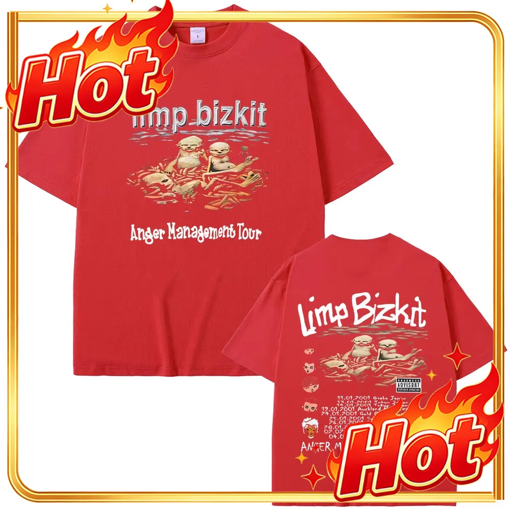 90s Rock Band Limp Bizkit Anger Management Tour T Shirts Summer Men's Women Casual Cotton Streetwear Unisex High Quality T-shirt