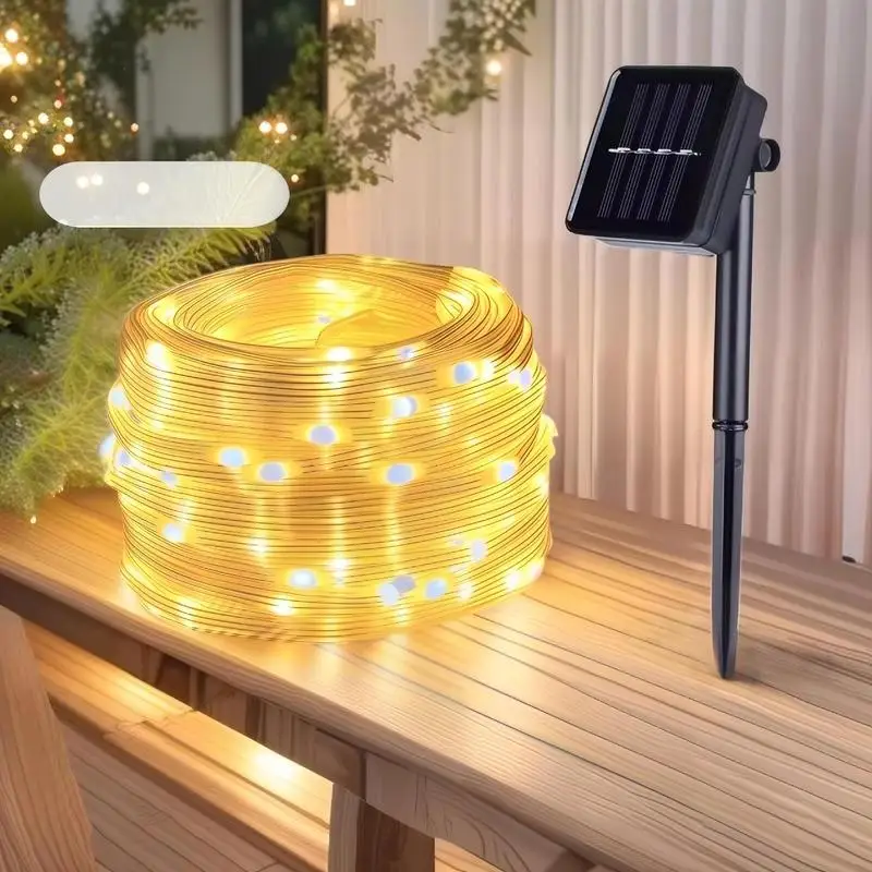 LED solar-powered string lights with eight functions perfect for outdoor stalls camping and creating a starry sky effect