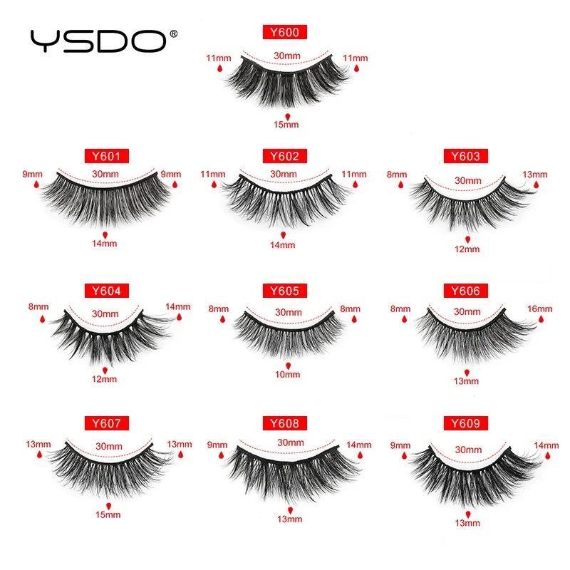 YSDO 3D Mink Lashes Thick Dramatic Fluffy Fake Eyelashes, 5/10Pairs