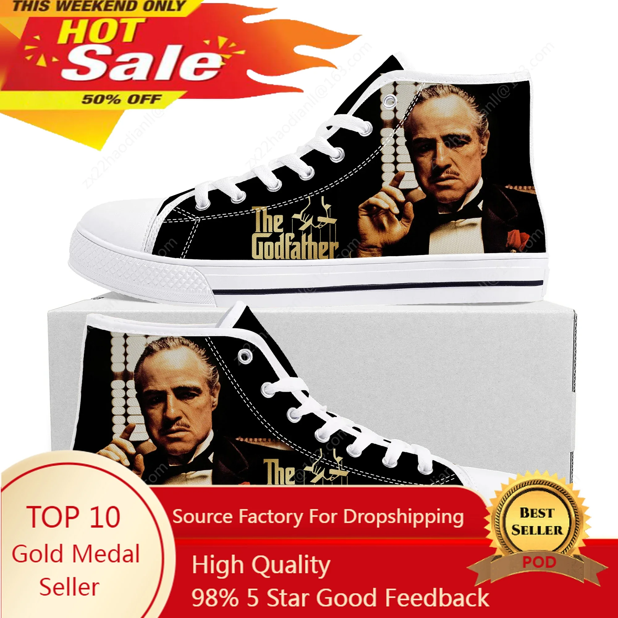 

Hot Cool Movie The Godfather High Top Sneakers High Quality Mens Womens Teenager Canvas Sneaker Casual Couple Shoes Custom Shoe