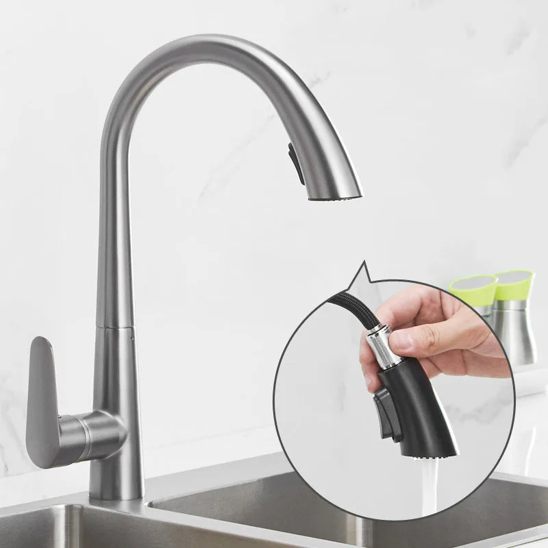 STARON Pull-Out Down Kitchen Faucet Hidden Spray Head Dual Modes Nozzle Hot Cold Water Mixer Crane Tap Kitchen Sink Faucets