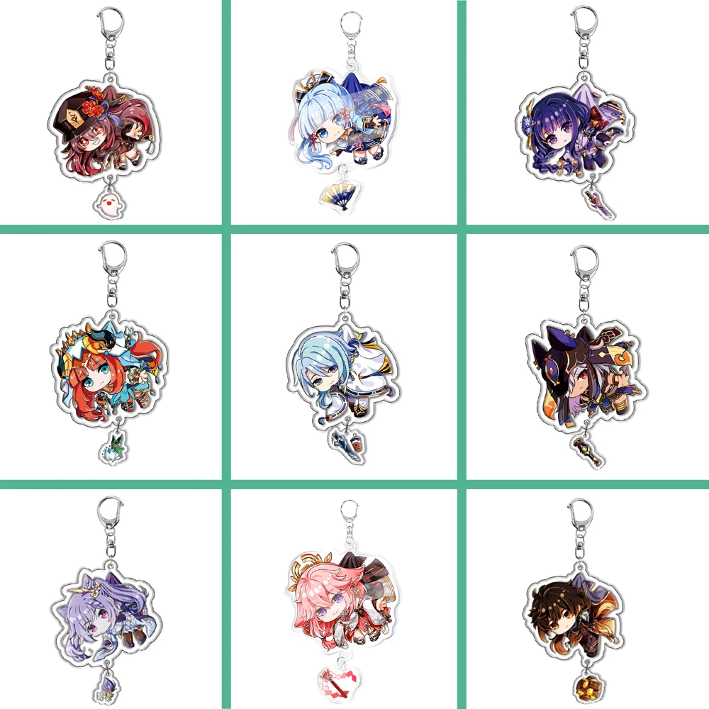 Anime Schlüsselanhänger Genshin Impact Raiden Shogun Yae Miko Nahida Cartoon Acryl Tasche Schlüsselanhänger Anhänger Zubehör – Detail 1